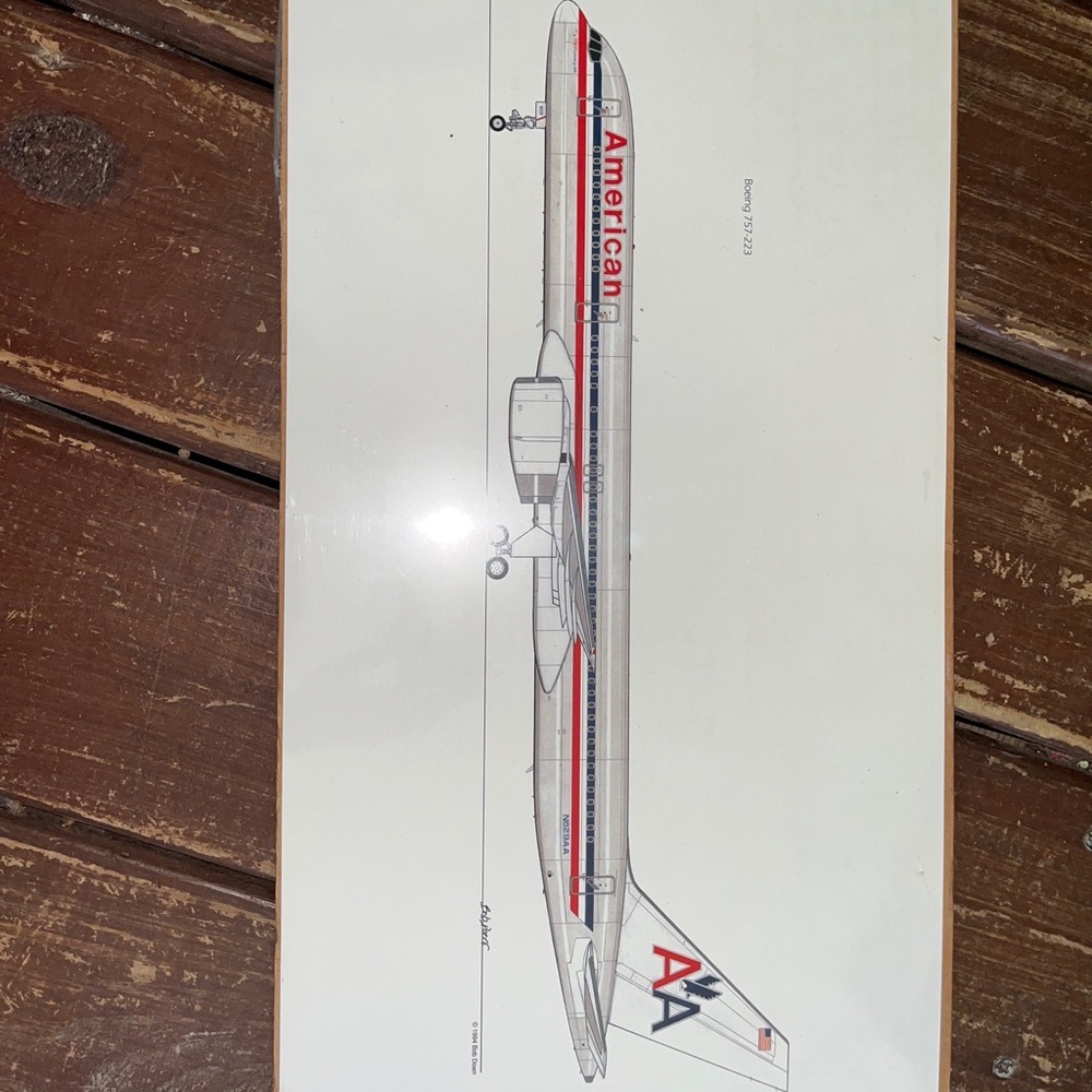 COPY - 1994 Print of American Airlines Boeing 757-223 by Bob Doerr. Signed